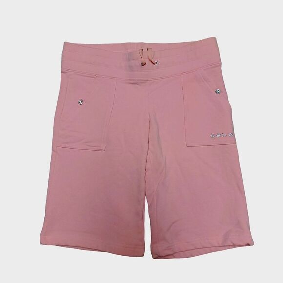 Vintage y2k 2000s Womens Pink Bebe Bermuda Sweatpant Shorts - Picture 1 of 7